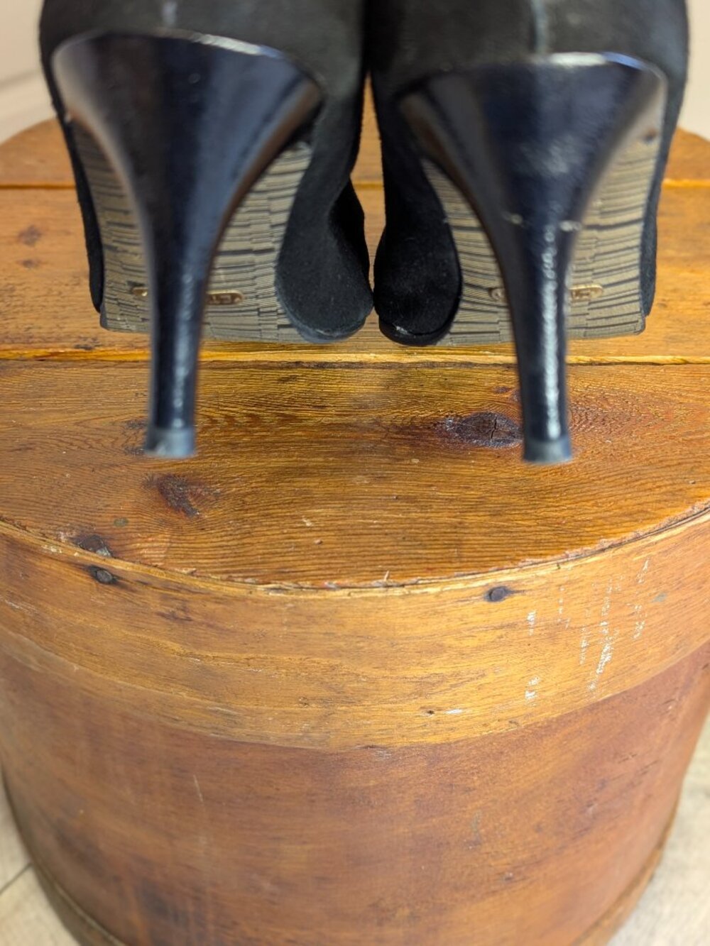 Black Suede Patent Leather Pointed Cap Toe Ankle Boots 8.5 Y2K Quiet Luxury EUC - Picture 6 of 13